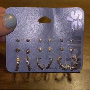 Claire’s Silver Sensitive Solutions 9 Pair of Earrings
